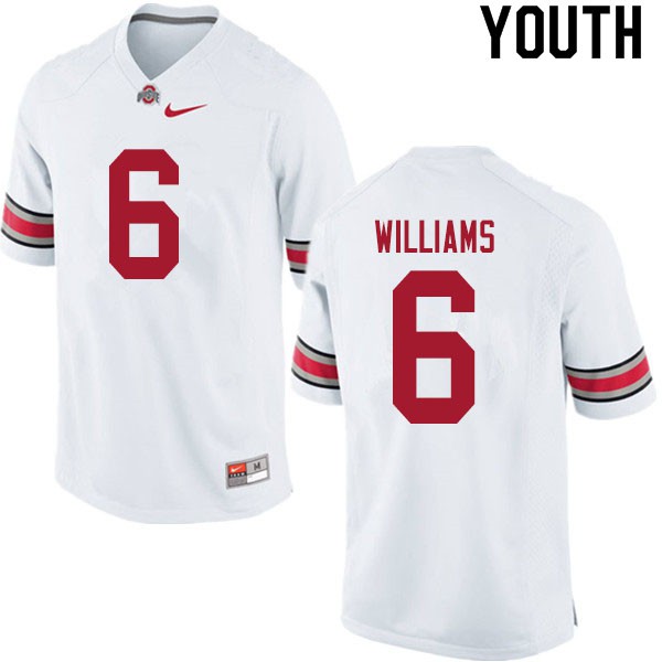 Ohio State Buckeyes #6 Jameson Williams Youth Stitched Jersey White OSU60977